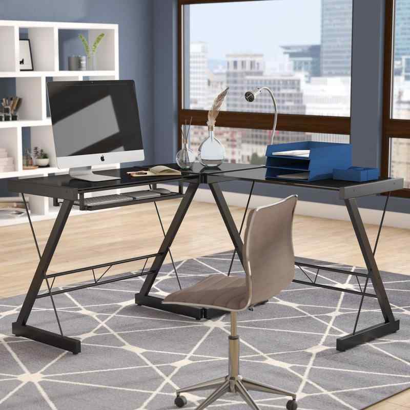 Hudnall Glass L-Shape Desk