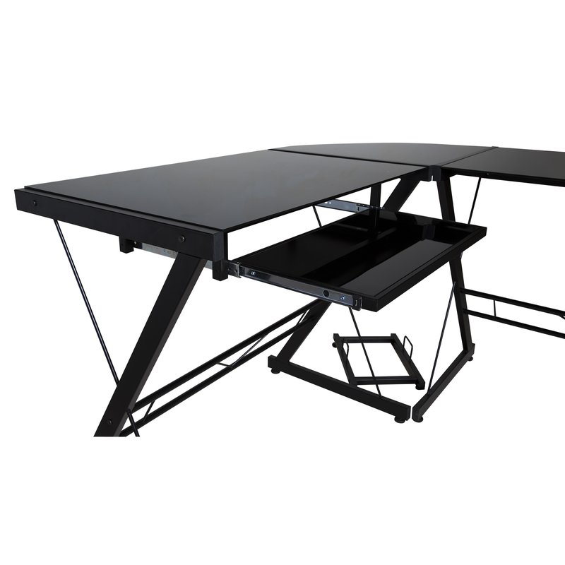 Hudnall Glass L-Shape Desk