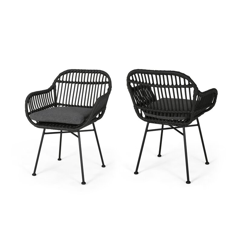 Maspeth Outdoor Woven Patio Chair with Cushion