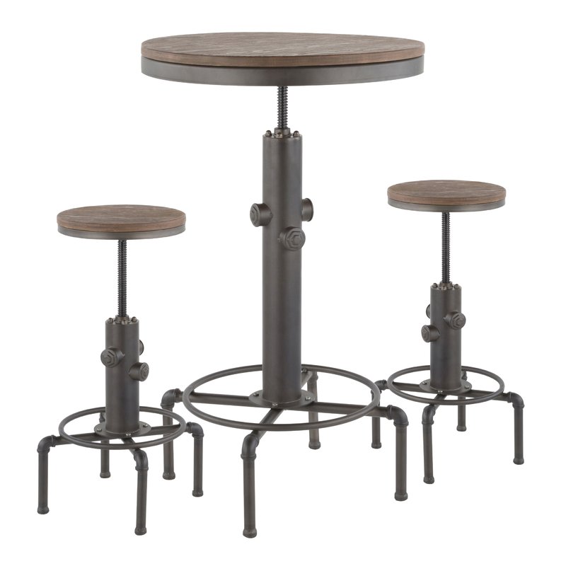 Carmona 3 Piece Adjustable Pub Table Set