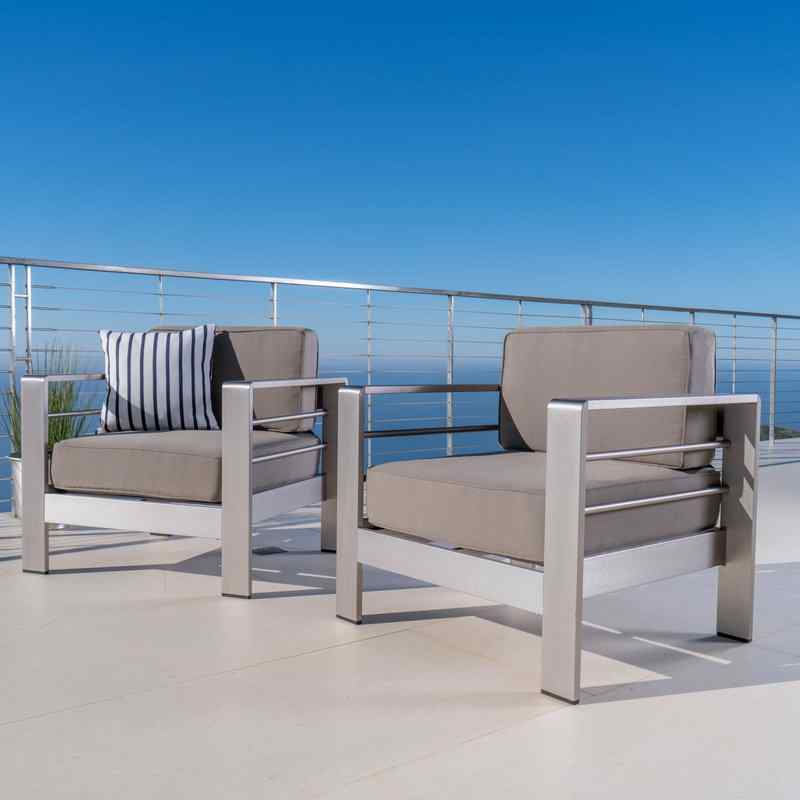 Royalston Outdoor Aluminum Arm Chair with Cushion