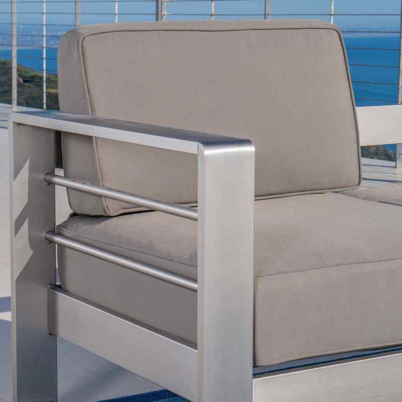 Royalston Outdoor Aluminum Arm Chair with Cushion