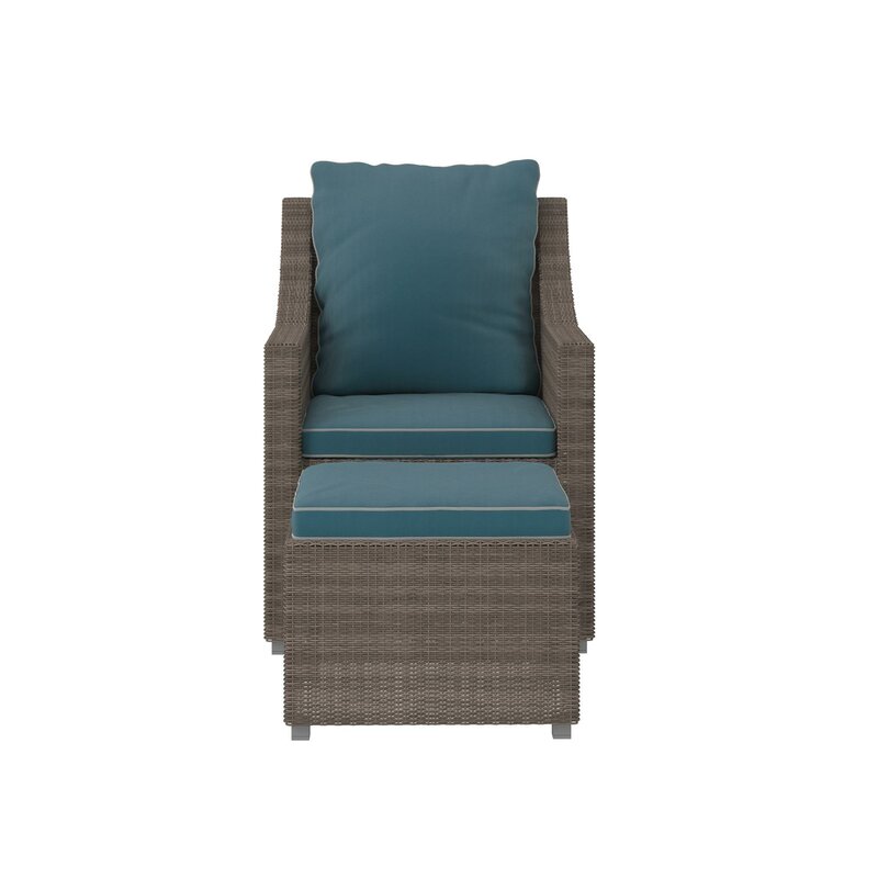 Coyne Patio Chair with Cushions and Ottoman